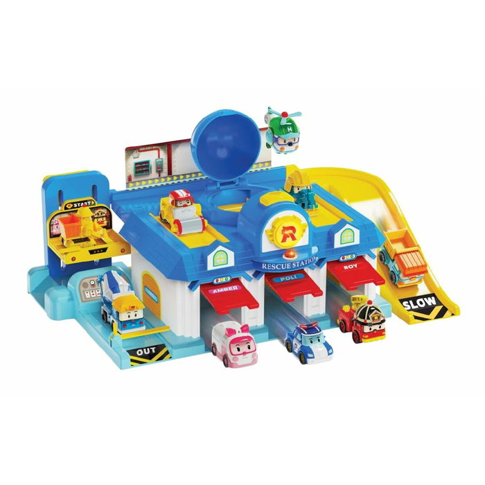 Silverlit Playset QG - Garage mini véhicules Robocar Poli avec 1 véhicule inclus