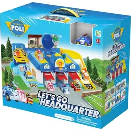 Silverlit Playset Quartier Général Robocar Poli - Garage avec ascenseur manuel, rampe et véhicule inclus - Jouet dès 3 ans