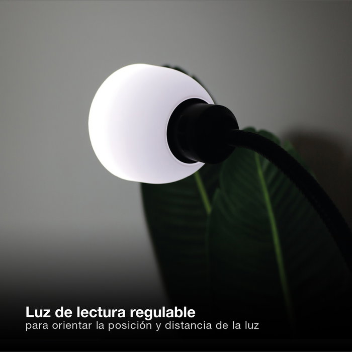 GSC Evolution Lampe de pied Serie Nawis 1760mm E27 avec liseuse E14 Noir