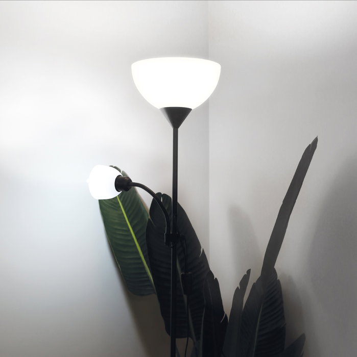 GSC Evolution Lampe de pied Serie Nawis 1760mm E27 avec liseuse E14 Noir
