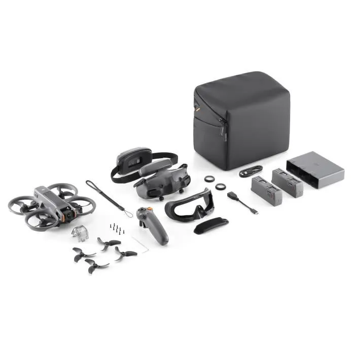 DJI - Pack Avata 2 | Drone FPV avec Goggles 3 et RC Motion 3 | Stabilisateur, Casque, 3 Batteries, Station de Recharge, Sac