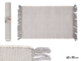Giftdecor Tapis Artisanal Gris Clair 110x60cm Polyester-Coton (Set de 8)
