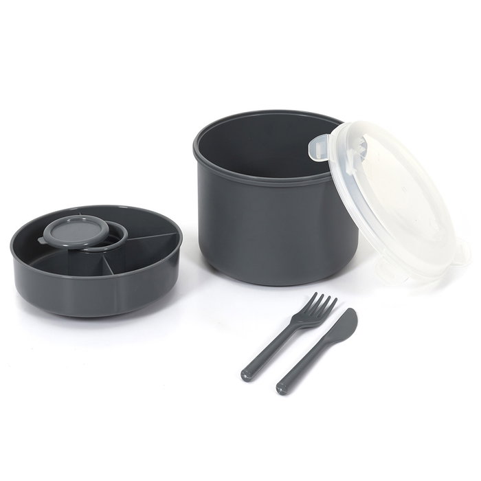 Cook Concept Fiambrera cylindrique à 2 étages avec couverts Cook Concept Fiambrera cylindrique à 2 étages avec couverts