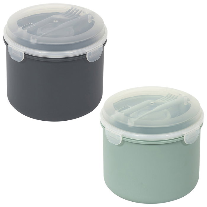 Cook Concept Fiambrera cylindrique à 2 étages avec couverts Cook Concept Fiambrera cylindrique à 2 étages avec couverts