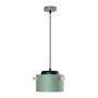 Lampadaire Suspendu Averie - Design Moderne, Abat-Jour en Métal avec Décor Bois - Disponible en Blanc, Vert Olive, Saumon et Turquoise [SKD-P1013-W]