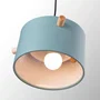 Lampadaire Suspendu Averie - Design Moderne, Abat-Jour en Métal avec Décor Bois - Disponible en Blanc, Vert Olive, Saumon et Turquoise [SKD-P1013-W]
