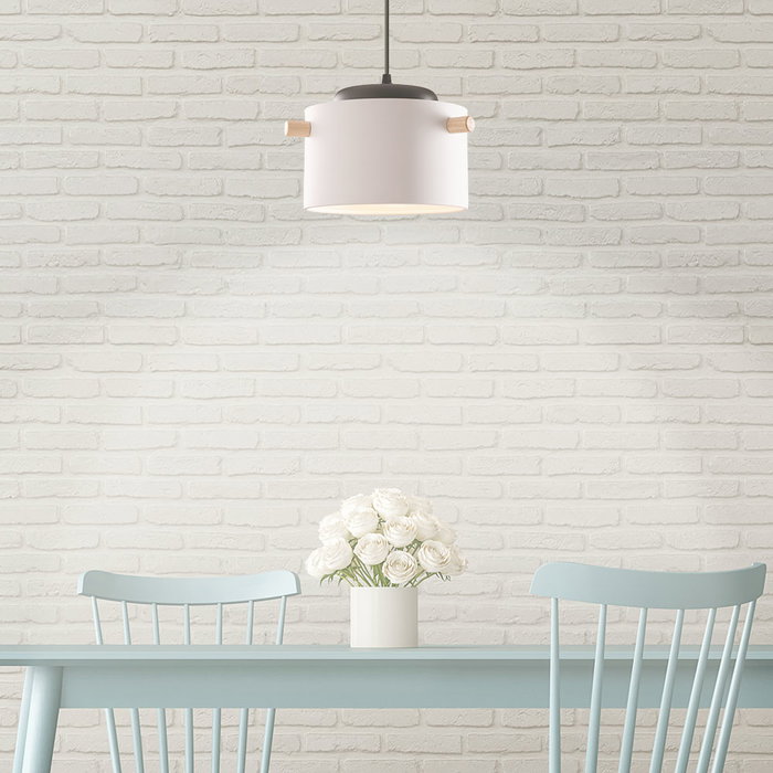 Suspension Averie Bois Acier 1xE27 Sans Ampoule Blanc SKD-P1013-W Suspension Averie Bois Acier 1xE27 Sans Ampoule Blanc SKD-P1013-W