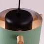Lampadaire Suspendu Averie - Design Moderne, Abat-Jour en Métal avec Décor Bois - Disponible en Blanc, Vert Olive, Saumon et Turquoise [SKD-P1013-W]