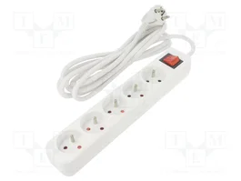LANBERG Rallonge réseau blanche avec interrupteur, 3m