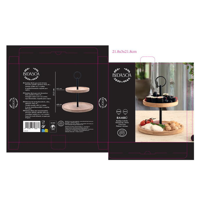 Bandeja Bambú 2 Niveles Bambu Bidasoa 20+15x25 cm