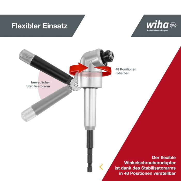WIHA Tournevis angulaire haute performance avec porte-embout 1/4 pouce WIHA Tournevis angulaire haute performance avec porte-embout 1/4 pouce