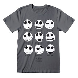 T-shirt à manches courtes unisex The Nightmare Before Christmas Many Faces Gris foncé