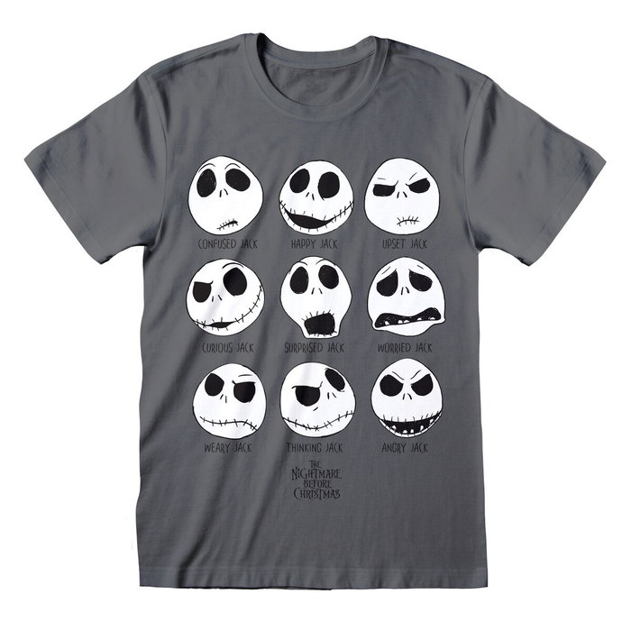 The Nightmare Before Christmas T-shirt à manches courtes Many Faces Gris foncé S The Nightmare Before Christmas T-shirt à manches courtes Many Faces Gris foncé S