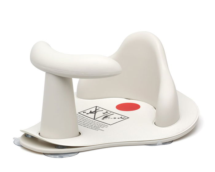 KioKids Siège de Baignoire Sécurité Bébé Blanc, Détecteur de Température >38°C, 5 Ventouses, Confort Accru, Âge +12 Mois, Collection Purewhite