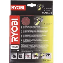 Ryobi - Lot de 10 disques auto-agrippants diam. 125 mm pour ponceuse excentrique - Grains 100, 120, 240, 320 - Réf. RO125A10