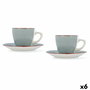Lot de tasses avec soucoupes Quid Vita Morning Bleu Céramique (4 Pièces) (6 Unités)