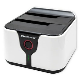 Qoltec 50309 Base de charge USB Blanc et Noir