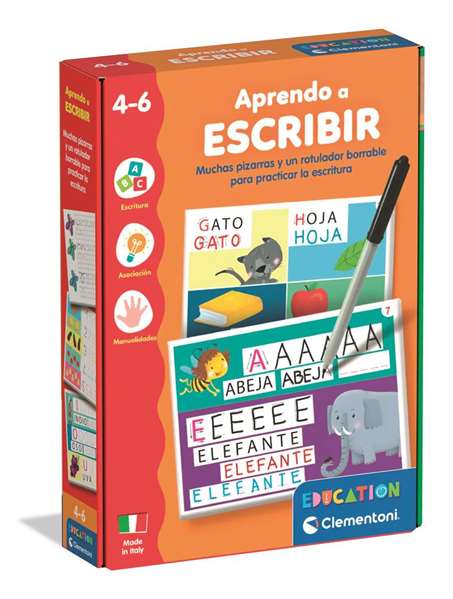 Clementoni Aprendo A Escribir 55596 - Jeu éducatif d'apprentissage de l'écriture en espagnol pour enfants à partir de 4 ans - Kit avec ardoises et stylo effaçable