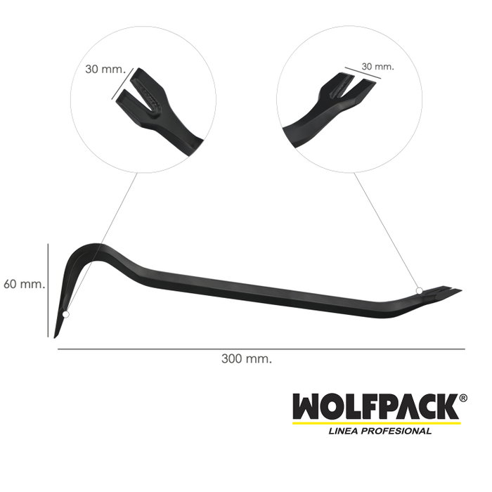 WOLFPACK LINEA PROFESIONAL Barre de décoffrage mini 12 x 300 mm