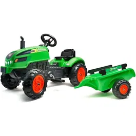 FALK X-Tractor Tracteur à pédales pour enfant 2-5 ans avec remorque et capot ouvrant - Jeu extérieur fabriqué en France en plastique recyclé