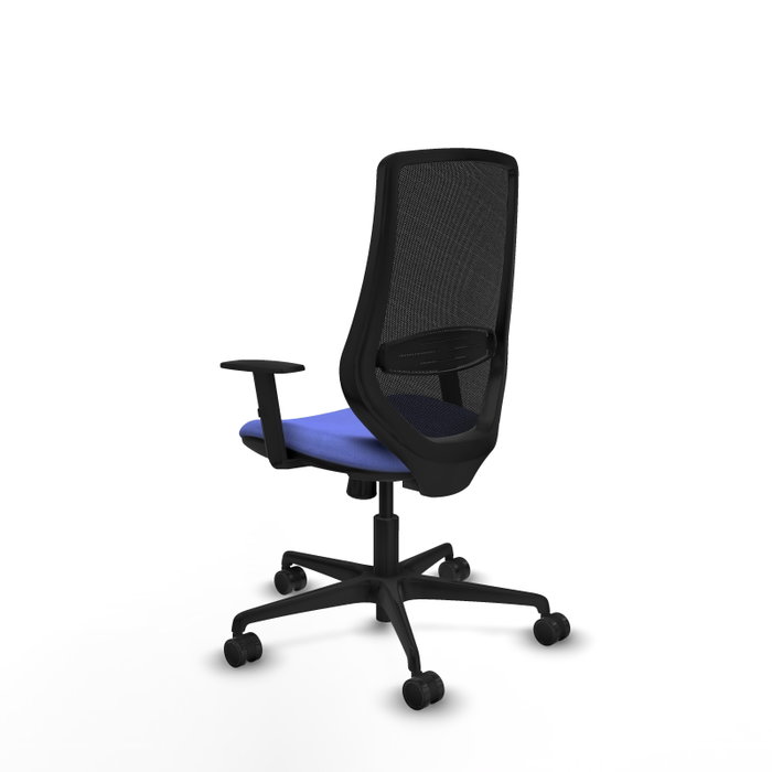 Chaise Mardos Synchro 4 positions tissu Bleu clair Maille Noir Base en nylon noir Accoudoir 1D Sans appui-tête Roulettes 65mm nylon