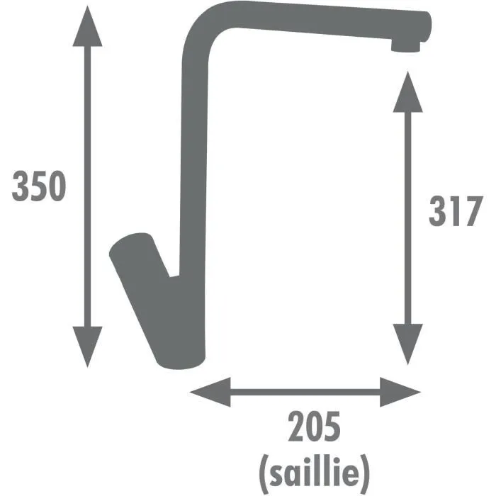 Edouard Rousseau Mitigeur d'évier Patty chromé avec aérateur invisible, hauteur 350 mm et flexible inclus