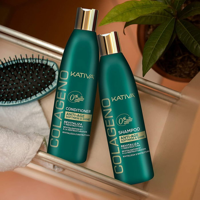 Kativa Acondicionador Après-Shampoing Revitalisant au Collagène - Redonne Force, Douceur et Brillance aux Cheveux - Flacon 550 mL