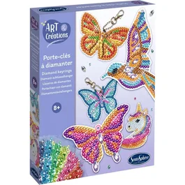 Sentosphere - Kit Créatif Porte-Clés Diamant Painting - 5 Supports avec Strass Multicolores et Attaches - Art & Créations - À partir de 8 ans
