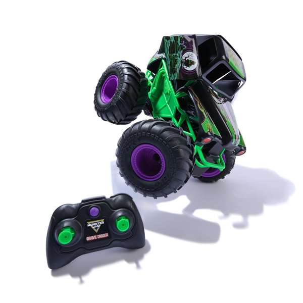 Spin Master Monster Jam Grave Digger - Camion monstre radiocommandé destructeur Smash and Bash (environ 25x38x25 cm) - Fonctionne avec 2 piles AAA