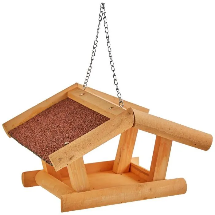 Kerbl Stubbs - Mangeoire pour oiseaux en pin de qualité avec toit bitumé étanche 29x28x18 cm