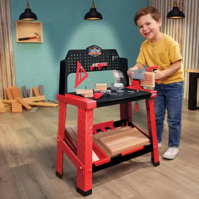 Little Tikes - Kit de Construction Créatif - Établi de Bricolage Jouet pour Enfant à partir de 3 ans - Développe Dextérité et Imagination
