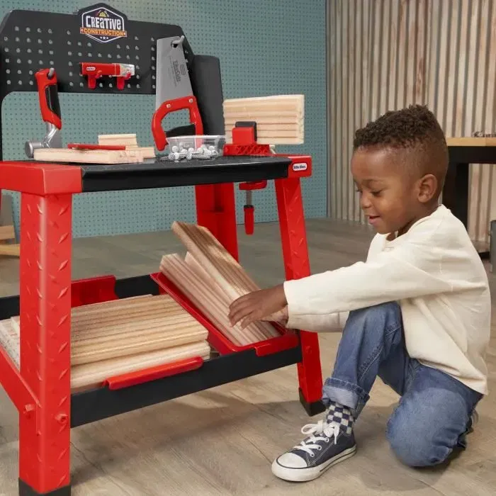 Little Tikes - Kit de Construction Créatif - Établi de Bricolage Jouet pour Enfant à partir de 3 ans - Développe Dextérité et Imagination