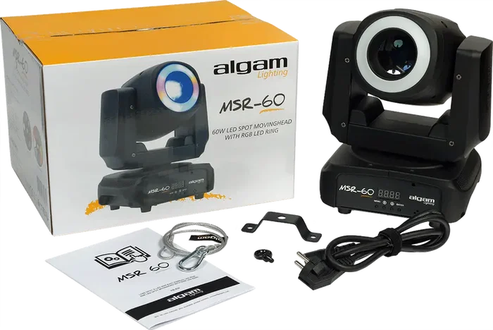 ALGAMLIGHT Tête Mobile Spot LED 60W avec Anneau LED - Projecteur Scène Effets Lumineux