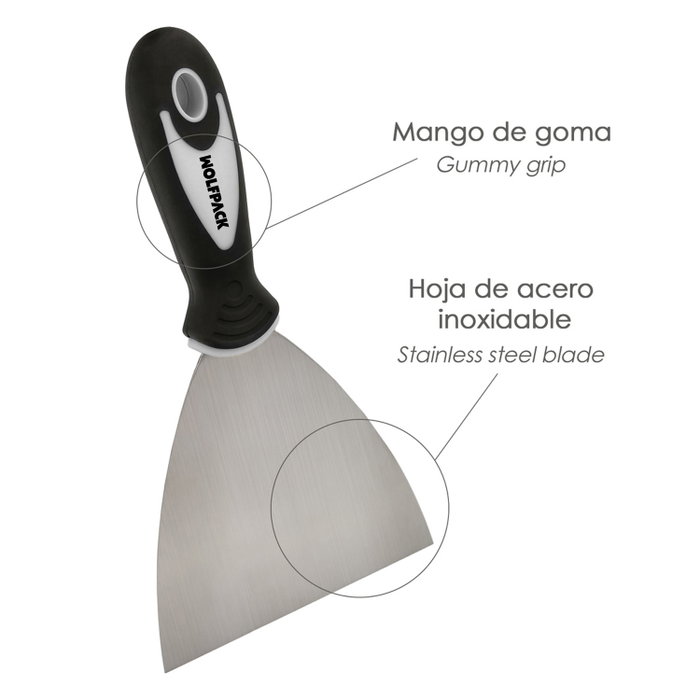 WOLFPACK LINEA PROFESIONAL Spatule en acier inoxydable 40 mm avec manche en caoutchouc