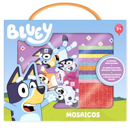 MOOSE Malette de mosaïques Bluey - 16 pages d'activités et 6 feuilles d'autocollants en mousse brillante - Taille 19x23x2.5 cm