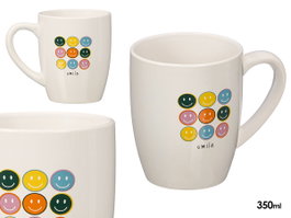 VESSIA Taza Porcelana Smile 350ml Blanco-Multicolor