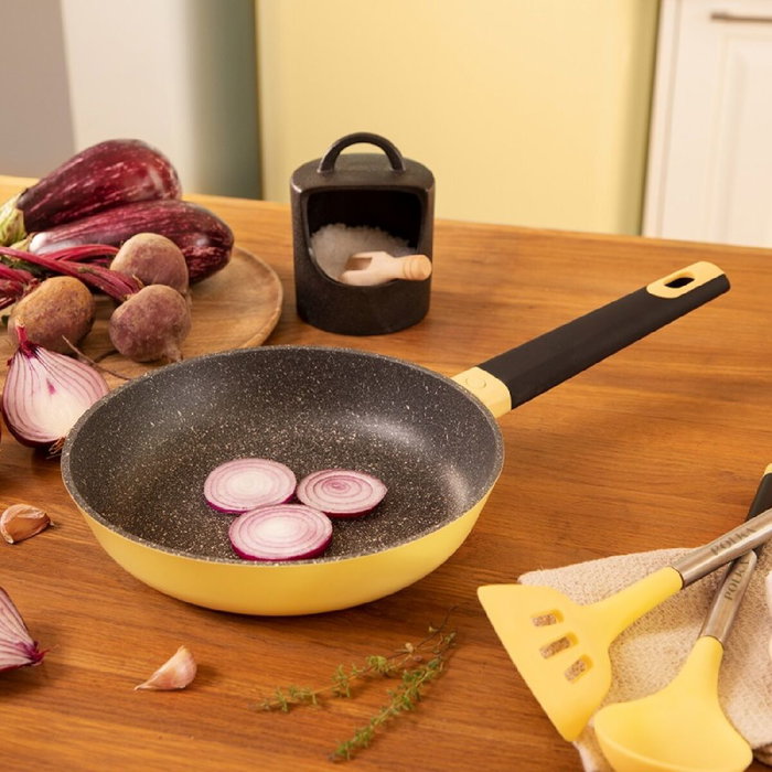 Ensemble de poêle Cecotec Polka Experience 18-22-26 Bucket Set Vulcano Jaune Aluminium 3 Pièces