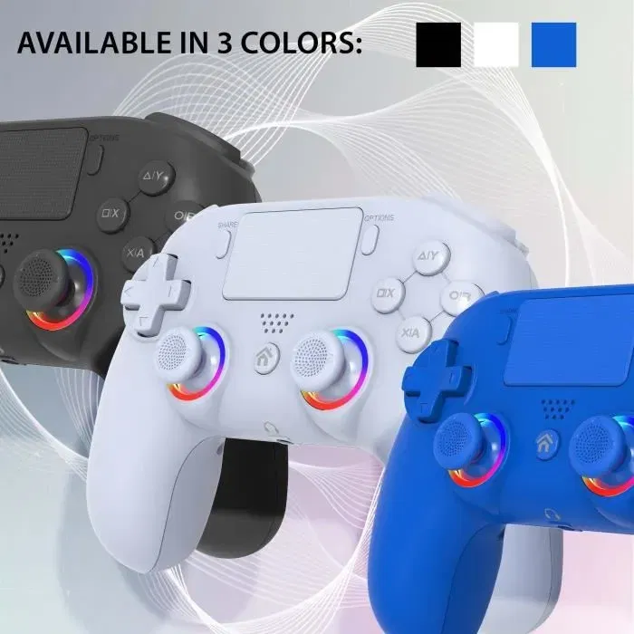 SUBSONIC - Manette sans fil Bluetooth pour PS4 avec boutons programmables arrière M1 et M2, prise casque 3,5 mm, LED rétroéclairées, moteur de vibrations, noir SUBSONIC - Manette sans fil Bluetooth pour PS4 avec boutons programmables arrière M1 et M2, prise casque 3,5 mm, LED rétroéclairées, moteur de vibrations, noir