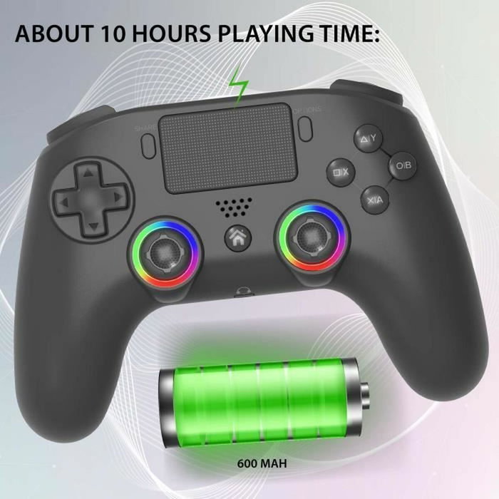 Subsonic Manette sans fil PS4 avec LEDs, Vibrations et Boutons M1/M2 - Noir Subsonic Manette sans fil PS4 avec LEDs, Vibrations et Boutons M1/M2 - Noir
