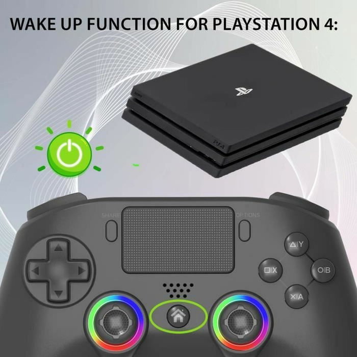 Subsonic Manette sans fil PS4 avec LEDs, Vibrations et Boutons M1/M2 - Noir Subsonic Manette sans fil PS4 avec LEDs, Vibrations et Boutons M1/M2 - Noir