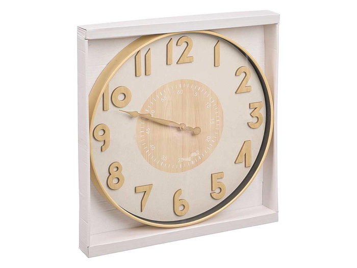 GIFTDECOR Horloge murale chiffres en relief effet bois 50cm