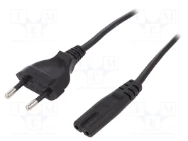 DIGITUS Câble d'alimentation H03VVH2-F CEE 7/16 (C) vers IEC C7 femelle, 1,8m, noir