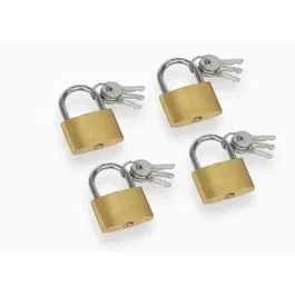 Meister Jeu de 4 cadenas à pousser 35 mm - Corps en laiton, pour casiers, portes, armoires et clôtures