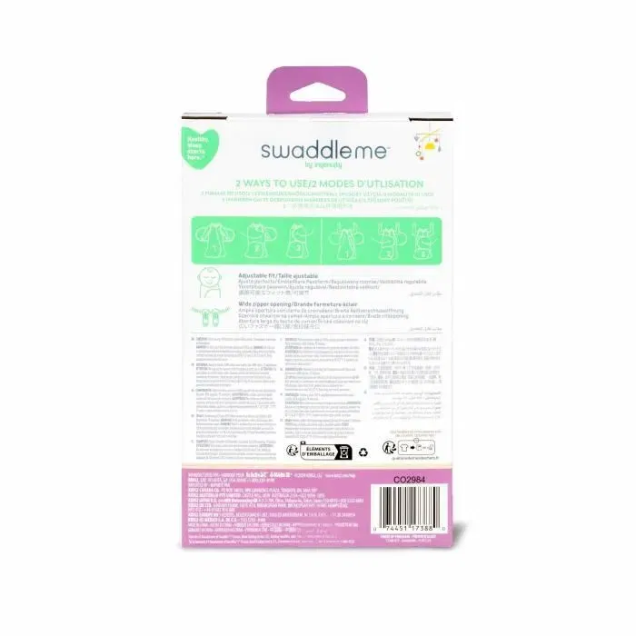 Ingenuity SwaddleMe Emmailloteuse Évolutive Convertible Gigoteuse Sac de Couchage Lunes Sans Bras TOG 1 3-6 Mois (14-18 lbs/30 pouces) Certifié Oeko-Tex