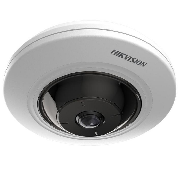 Hikvision Caméra réseau Fisheye fixe 5MP - 180° - Compression H.265+ - WDR 120 dB - Audio et alarme