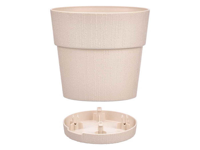 Stefanplast Maceta Plastique 15 cm Ethica Blanc Cassé avec Réservoir d'Eau 1,6 L (Set de 12)