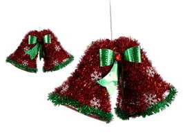 Krist+ Cloches de Noël en Espumillon Rouge Vert Blanc 21x14x10 cm Plastique (Set de 12)