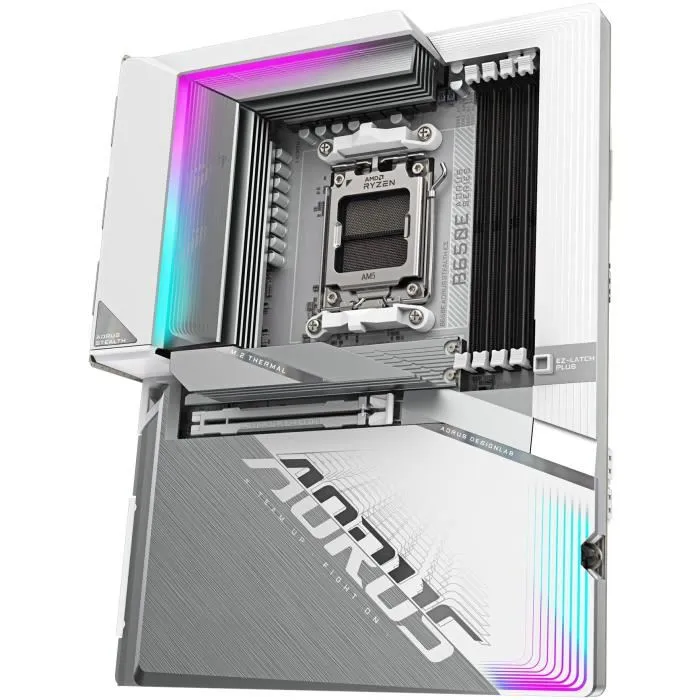 Gigabyte B650E AORUS STEALTH ICE Carte mère ATX - Socket AM5 - Compatible AMD Ryzen 9000 - DDR5 jusqu'à 8000 MHz - Wi-Fi 7 - 1x PCIe 5.0 M.2 - LAN 2.5 GbE - USB 3.2 Gen 2x2 Gigabyte B650E AORUS STEALTH ICE Carte mère ATX - Socket AM5 - Compatible AMD Ryzen 9000 - DDR5 jusqu'à 8000 MHz - Wi-Fi 7 - 1x PCIe 5.0 M.2 - LAN 2.5 GbE - USB 3.2 Gen 2x2