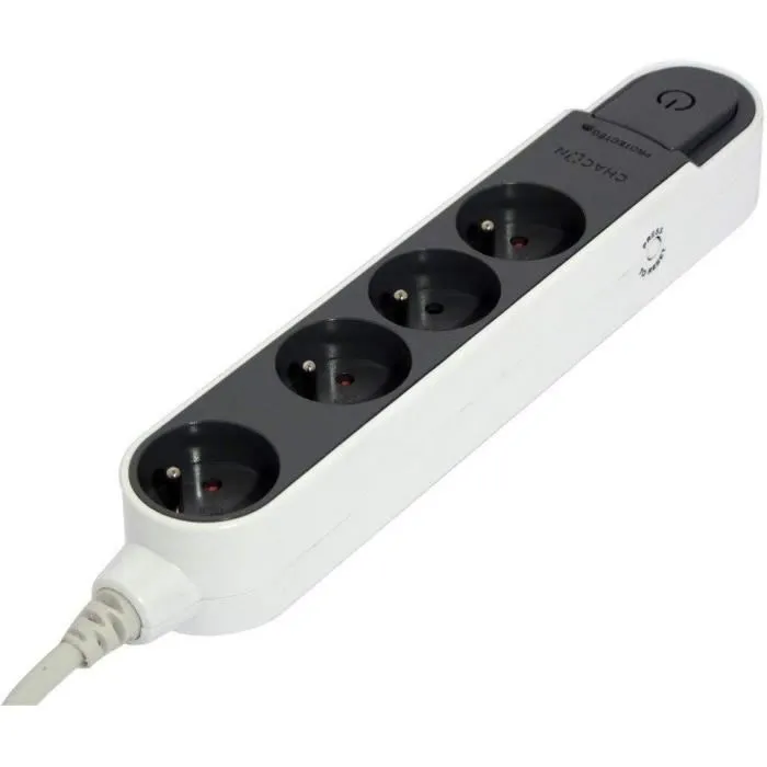 Chacon Multiprise Parafoudre avec Interrupteur - 4 Prises 16A Gris - Câble 5 m - Pour Intérieur Chacon Multiprise Parafoudre avec Interrupteur - 4 Prises 16A Gris - Câble 5 m - Pour Intérieur