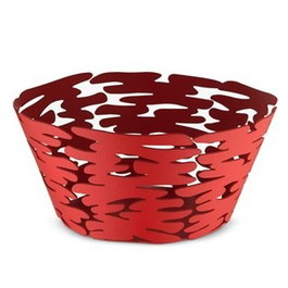 Alessi BM10/21 R Barket Corbeille Ronde Perforée en Acier et Résine Rouge 21 cm - Design Boucquillon & Maaoui